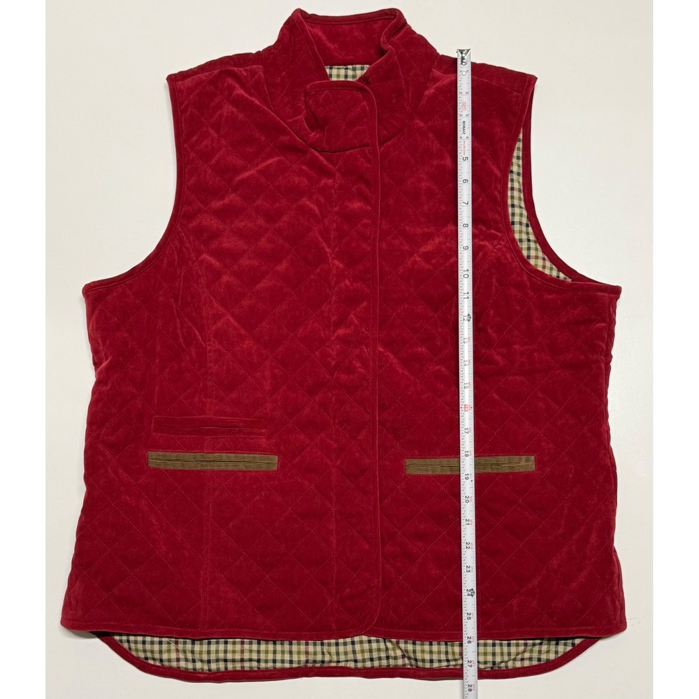 Orvis Quilted Paddock Vest Garnet Red Velvet Plaid Lining XL NEW 2X61-4454
